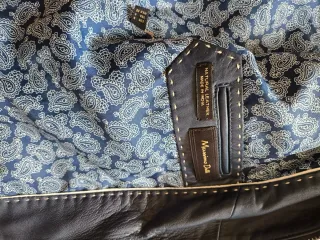 Chaqueta Piel Mujer Massimo Dutti azul