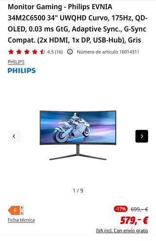Monitor Philips 34 Oled