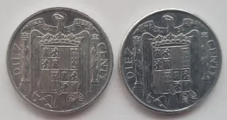 2 Monedas España 10 Céntimos 1953