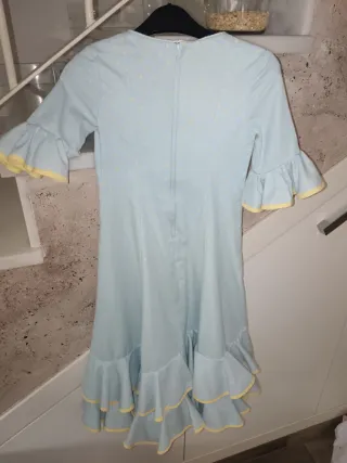Traje Flamenca Niña Celeste Volantes
