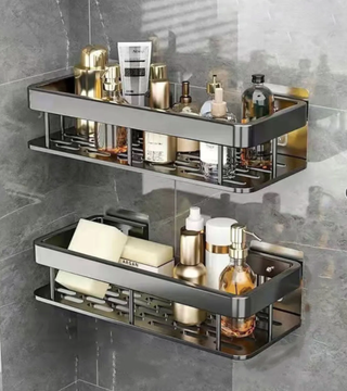 Estante de pared baño aluminio negro