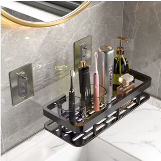 Estante de pared baño aluminio negro