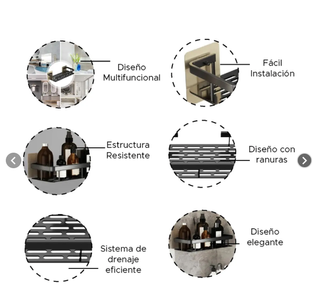 Estante de pared baño aluminio negro