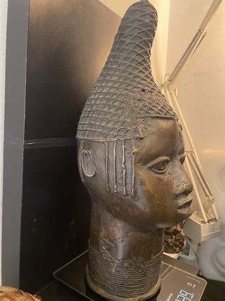 Arte Africano Bronce Cabeza Escultura
