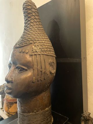 Arte Africano Bronce Cabeza Escultura