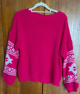 Jersey rosa con estampado blanco