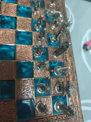 Ajedrez Coleccionista Bronce y Azul