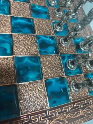 Ajedrez Coleccionista Bronce y Azul