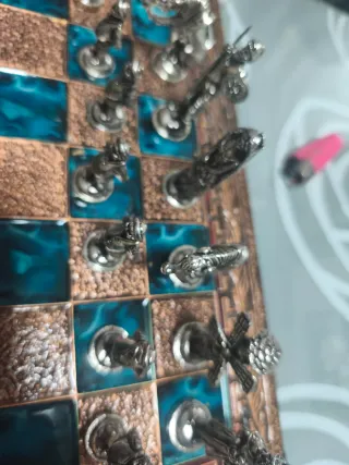 Ajedrez Coleccionista Bronce y Azul