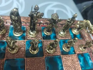 Ajedrez Coleccionista Bronce y Azul