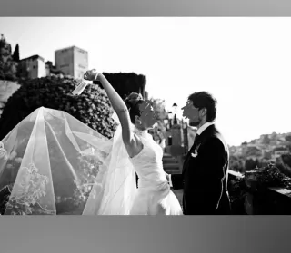 Traje de Novia Pedrería Gasa T40