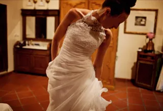 Traje de Novia Pedrería Gasa T40
