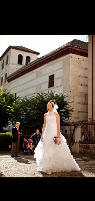 Traje de Novia Pedrería Gasa T40