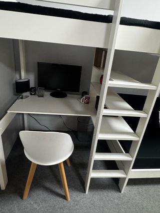 Litera estudio blanca con escritorio