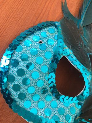 Máscara de Carnaval Plumas Azules turquesa negras