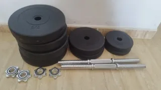Set de pesas con discos y barra (27.5 kg)