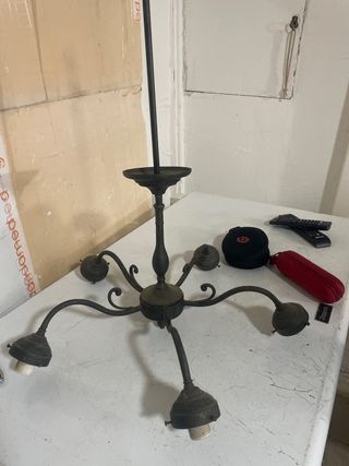 Lampadario vintage metallo nero/marrone ottone