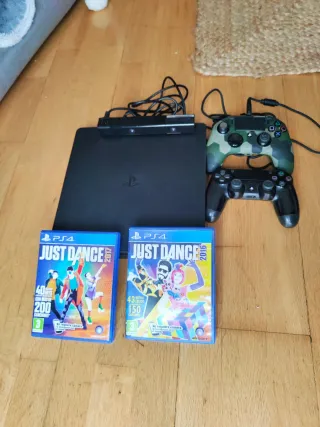 PS4 Slim 1TB + 2 Mandos Negro + Cámara + Juegos