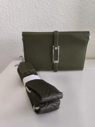 Monedero bandolera señora piel verde también bille