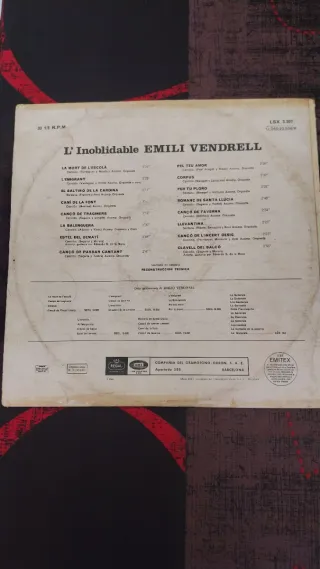 Disco Vinilo Emili Vendrell L'Inoblidable