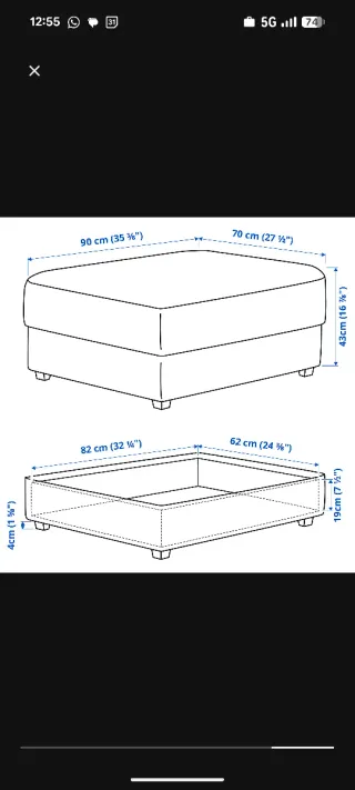 Sofá 3 plazas y reposapiés Kivik rojo