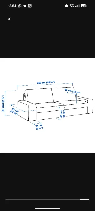 Sofá 3 plazas y reposapiés Kivik rojo