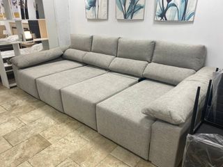Sofá Cama Chaise Longue Gris con Arcón