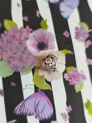 Charm Corazón Plata y Piedra Rosa