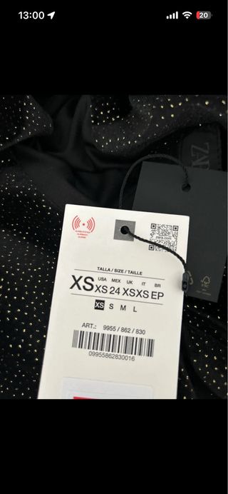 Vestido negro brillos dorados