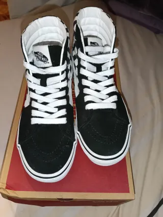 Vans Sk8-Hi cuadros blanco y negro