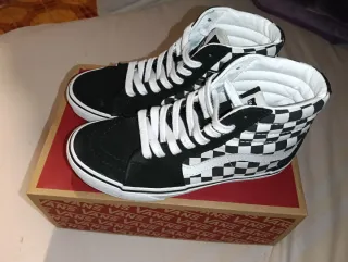 Vans Sk8-Hi cuadros blanco y negro