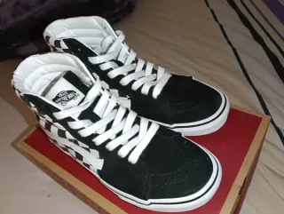 Vans Sk8-Hi cuadros blanco y negro
