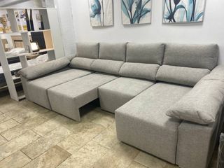 Sofá Cama Chaise Longue Gris con Arcón
