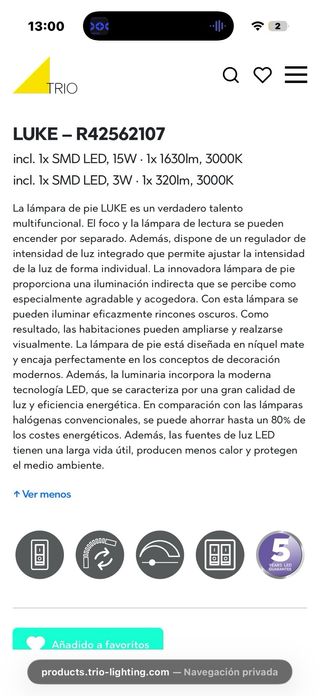 Lámpara de pie LED RL