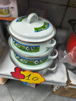 Juego 3 Ollas con Tapa Diseño Vacas