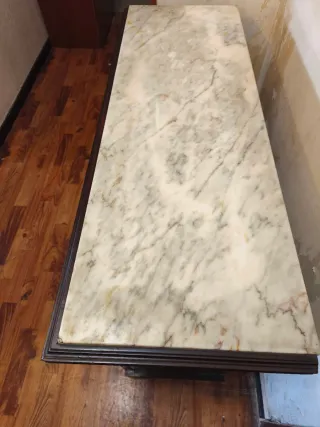 Mueble madera y mármol para cama plegable