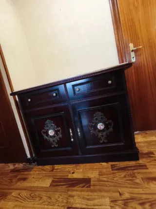 Mueble madera y mármol para cama plegable