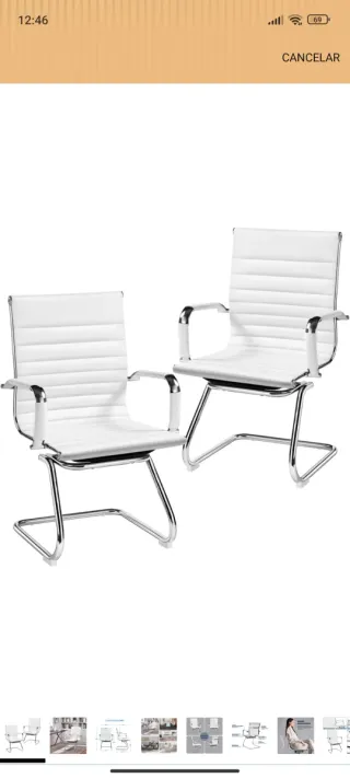 Silla de oficina blanca de cuero sintético