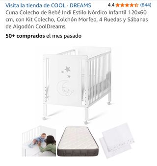 Cuna colecho ajustable con colchón y sábanas