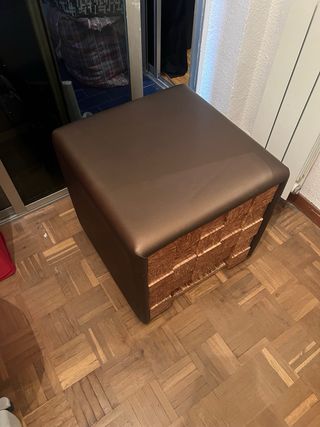 Taburete Foot Locker Piel y Madera