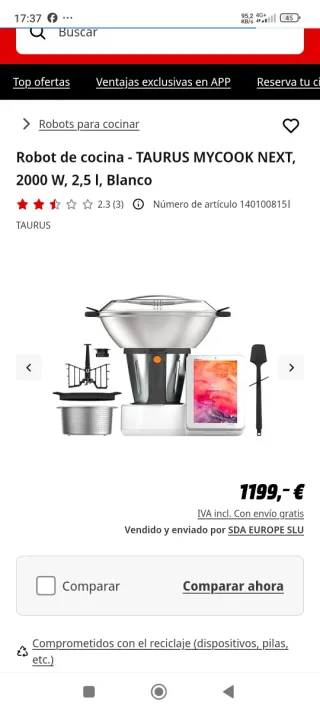 Robot Cocina TAURUS MYCOOK NEXT 2000W