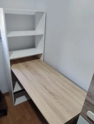 Escritorio juvenil madera y blanco