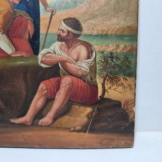 Dipinto Olio su Tavola Scena di Genere XIX Sec.