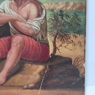 Dipinto Olio su Tavola Scena di Genere XIX Sec.