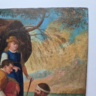 Dipinto Olio su Tavola Scena di Genere XIX Sec.