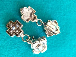 Pendientes vintage flor y cruz acero dorado