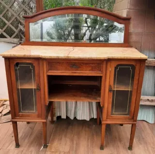 Mueble antiguo tocador espejo mármol