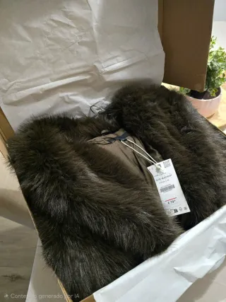 Abrigo pelo marrón Zara Talla M