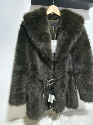 Abrigo pelo marrón Zara Talla M