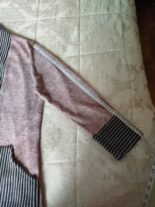 Chaqueta punto rosa con rayas